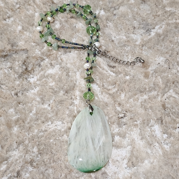 Pink and Green Gemstone and Glass Bead Artisan Necklaces Bundle Set - Picture 14 of 14